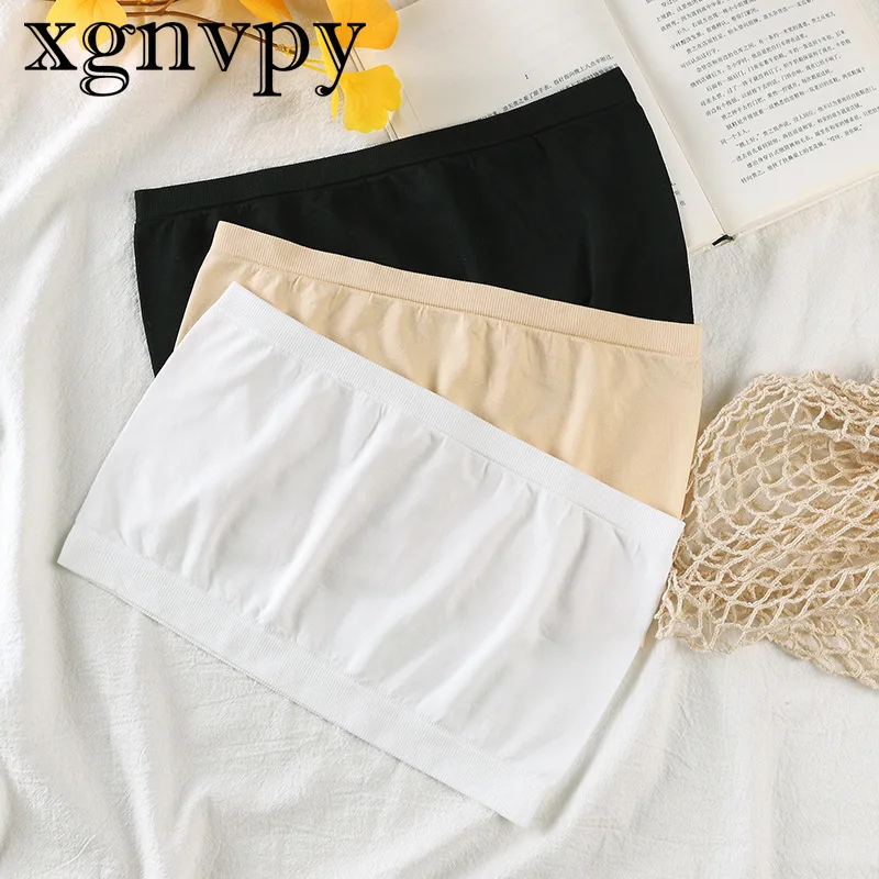 Xgnvpy New Summer Women Modal Bandeau Top Solid Breathable Strapless Bra Bandeau Soft Seamless Women Casual Tank Crop Tops