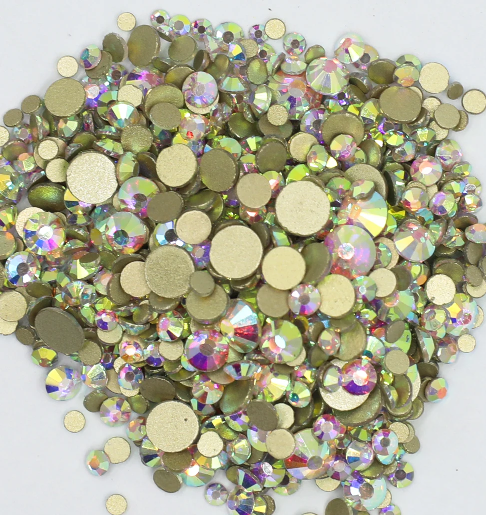 Super Glitter cristallo AB Non Hot Fix Strass SS3-SS50 FlatBack Strass cucito e tessuto indumento Nail Art decorazioni Strass