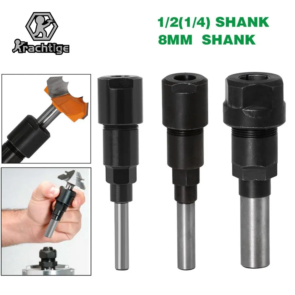 

1/4"8mm 1/2" Shank Router Bit Extension Rod Collet Engraving Machine Extension Milling Cutter for Wood