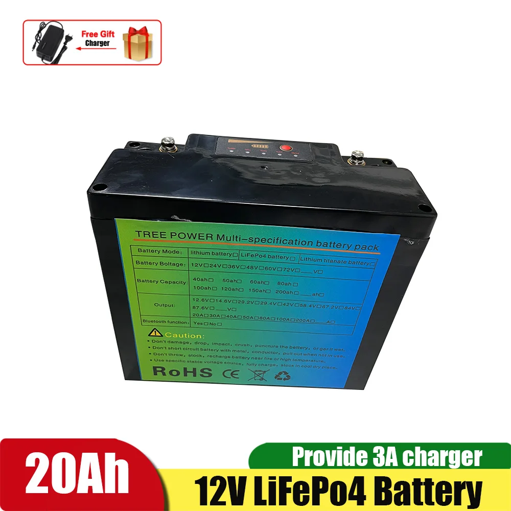 

Lithium Battery 12v 20ah LiFePO4 Battery Lithium Li ion Rechargeable Battery Pack For Electric Scooter Motorcycle