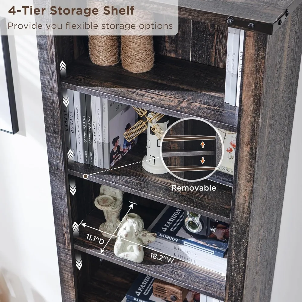 72" farmhouse-style tall bookshelf with storage, adjustable shelves & 2 drawers image 4