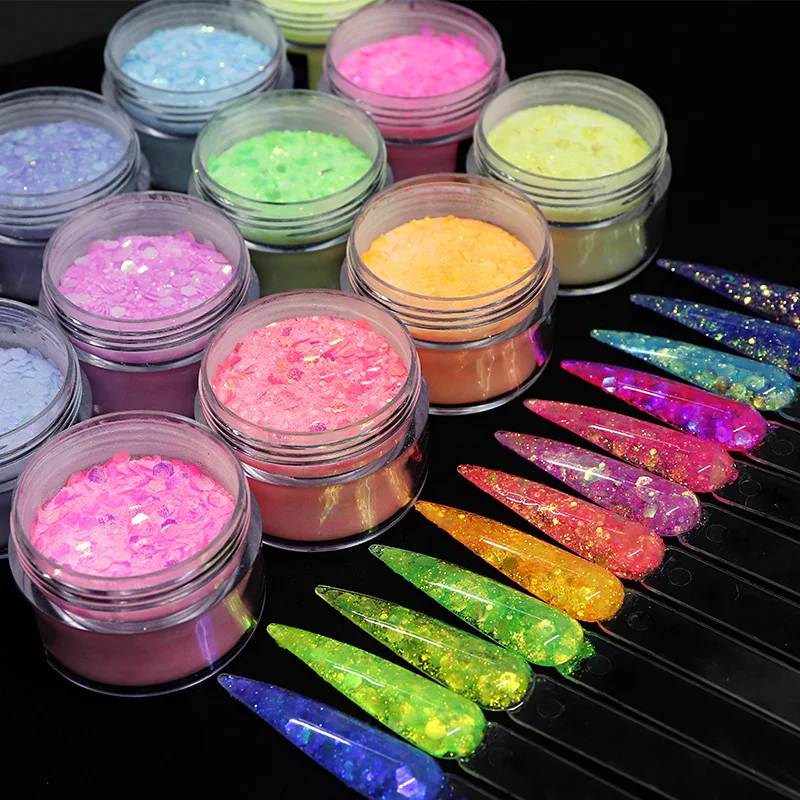 

1 Jar 15g Glitter Holo Laser Sequins Acrylic Polymer Crystal Powder for Nail Dipping Carving Extension Manicure Builder Pigments