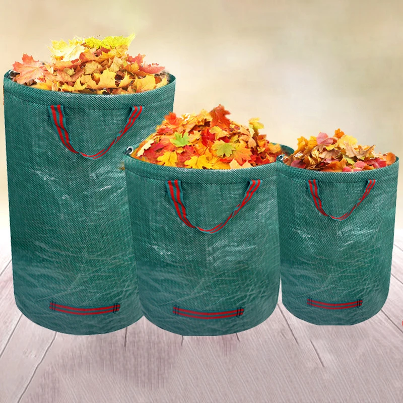Garden Waste Bag 60L-500L Large Capacity Garden Bag Reusable Waterproof Leaf Sack Storage Collection Container For Garden Yard