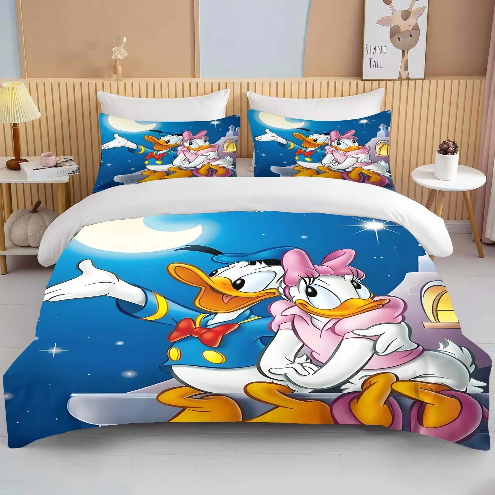 Disney Donald Duck Daisy Duvet Cover Pillowcase, Home Decoration Bedding Set Cartoon, Soft Fabric, Gifts for Adults and Children