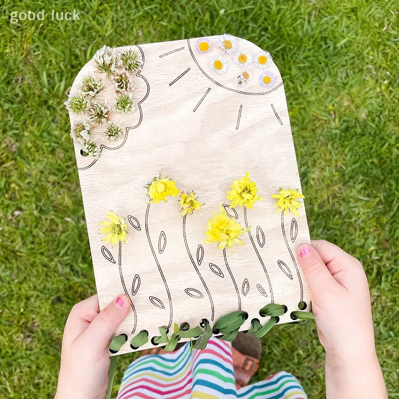 DIY Wooden Flower Arrangement Board Flower Stand Flower Leaf Collector Board Diy Plant Arrangement Display Home Decoration