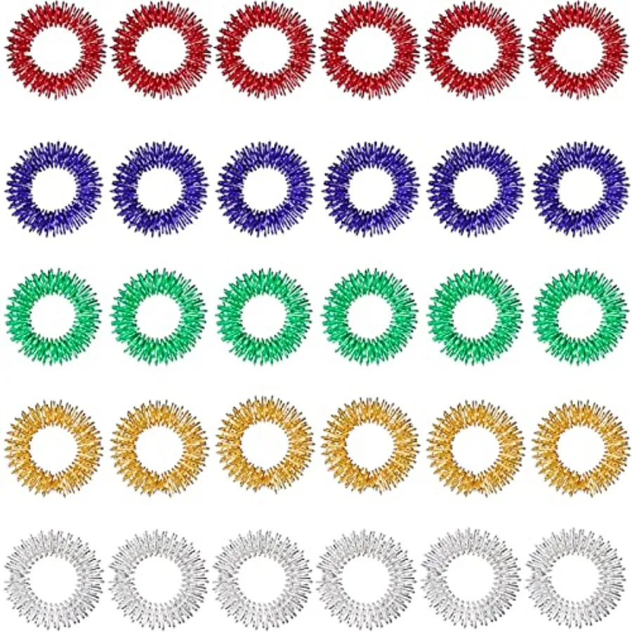 

Quality Assurance 30 Pieces Acupressure Rings Spiky Sensory Rings for Fingers Stress Relief Fidget Sensory Massager for Teens A