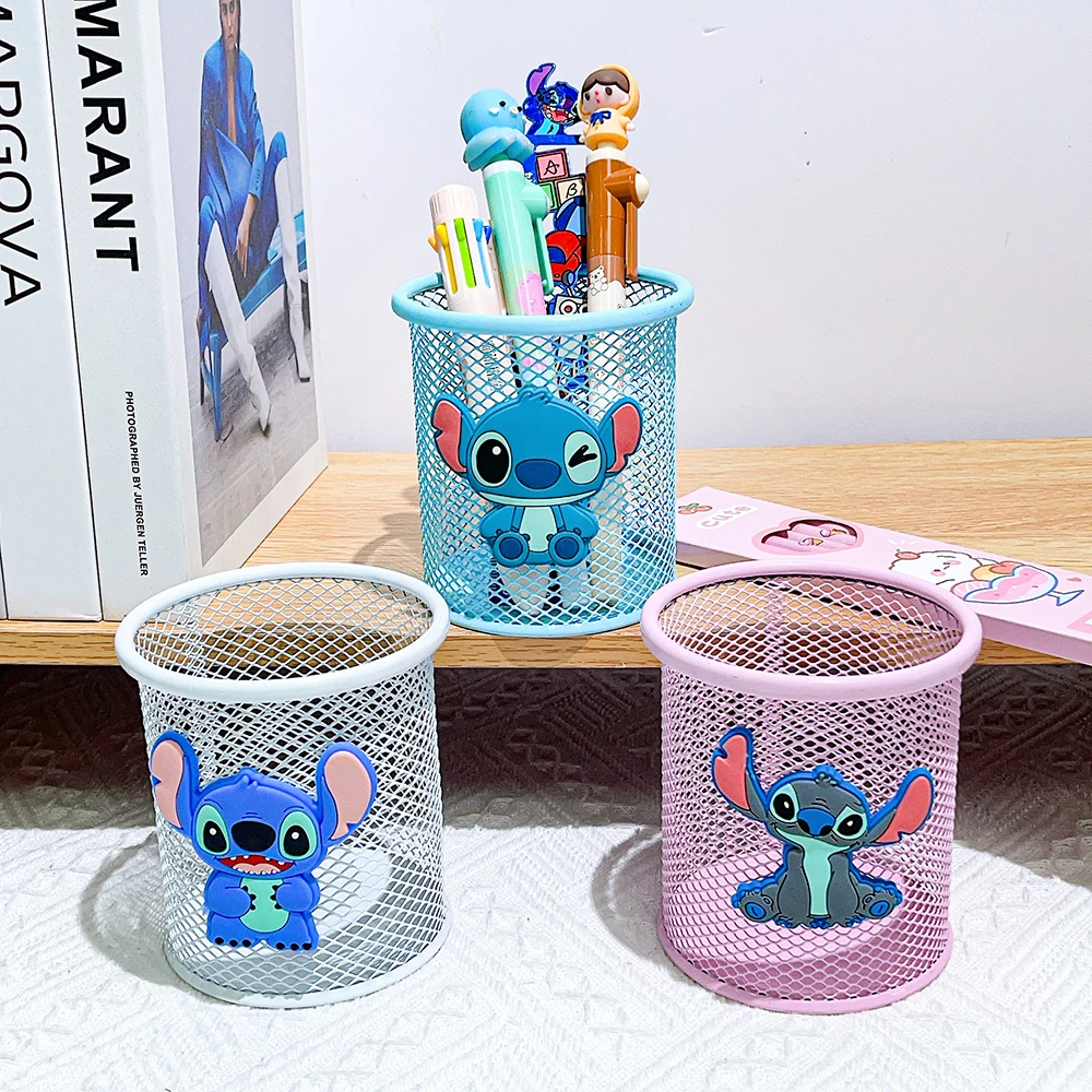 

Металлический держатель для ручек Disney Lilo & Stitch, студенческие канцелярские принадлежности, кисточка для макияжа, украшение для рабочего стола, учебные принадлежности, пенал