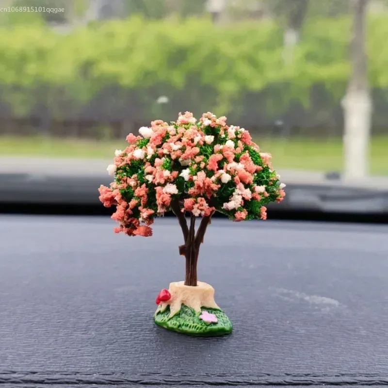 Car Mini Tree Decorations Center Console Car Mounted Green Plant Accessories Simulated Flower Decoration Cute Home Furnishing