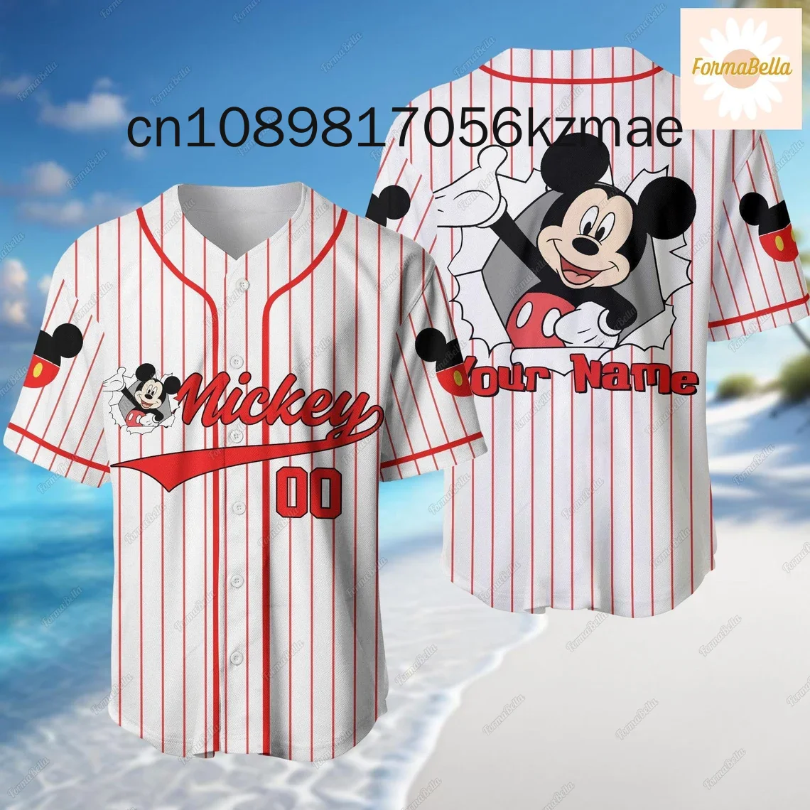 

2024 New Custom Disney Mickey Mouse Baseball Jersey Streetwear FashionSummer Men's And Women's Short Sleeve Baseball Shirt