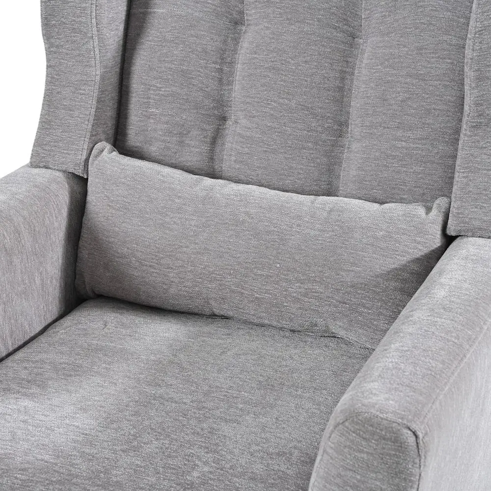 Poltrona Decorativa, Cadeira Confortável Estofada para Sala de Estar com Encosto Alto e Almofada, Poltrona de Leitura Wingback com Estrutura de Madeira Maciça