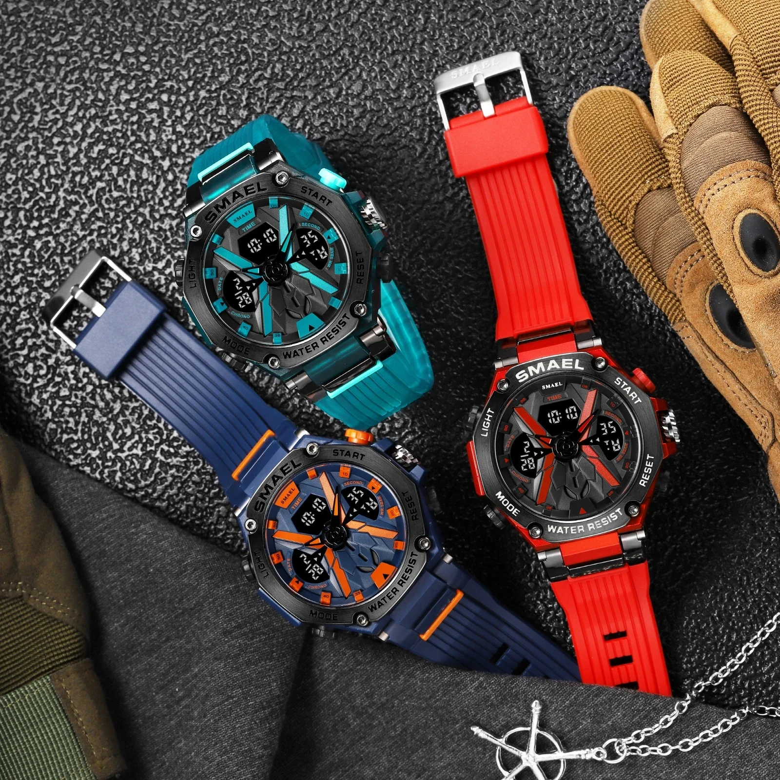 นาฬิกาข้อมือควอตซ์แบรนด์แท้ SMAEL8087กันน้ำ50ม. นาฬิกาข้อมือควอตซ์นาฬิกากีฬานาฬิกาทหารผู้ชาย