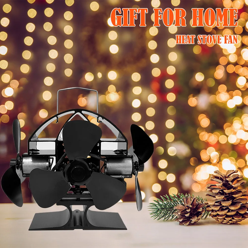 6 Blades Stove Fan Heat Powered Fireplace Fan Log Wood Burner Aluminum Alloy Eco-Fan Quiet Home Warm Efficient Heat Distribution