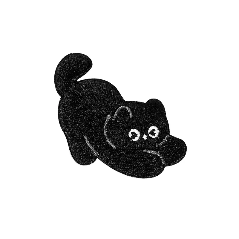 Black Cat Patches For Clothing Self-adhesive Applique Scratch Patch Mobile Phone Case Student Supplies DIY Embroidery Sticker