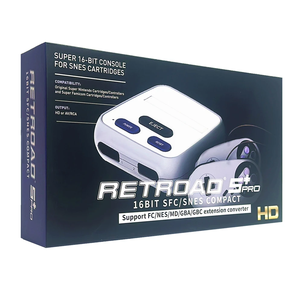 RETROAD 5+PRO C51HD Consola de juegos retro compatible con cartucho de juego Super NES/Super Famicom PAL y NTSC
