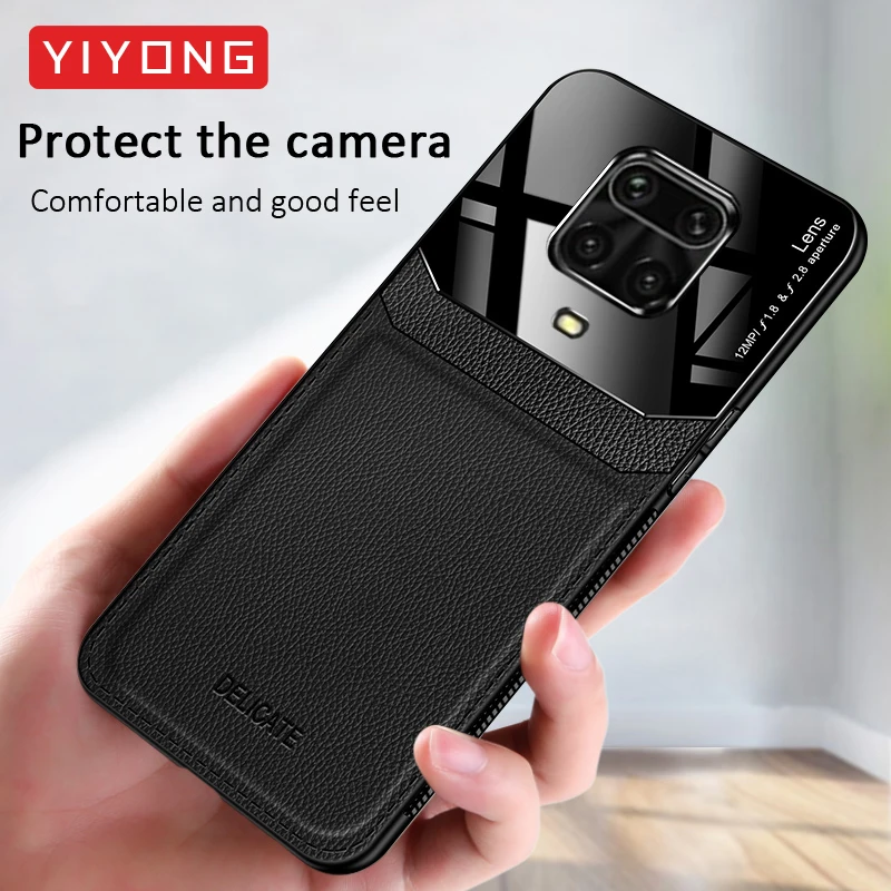 For Redmi Note9S Case YIYONG Soft Frame Leather Texture PC Cover For Xiaomi Redmi Note 9S 9 S 7 8T 8 T Xiomi Note9 Pro Max Cases