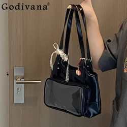 Cute Japanese College Style Transparent Itabag Women Handbags Black Tote Messenger Bags Commuter Shoulder Bag