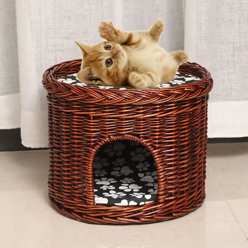 Cat nest summer cool  rattan double  four seasons universal cat house villa bunk tree hole