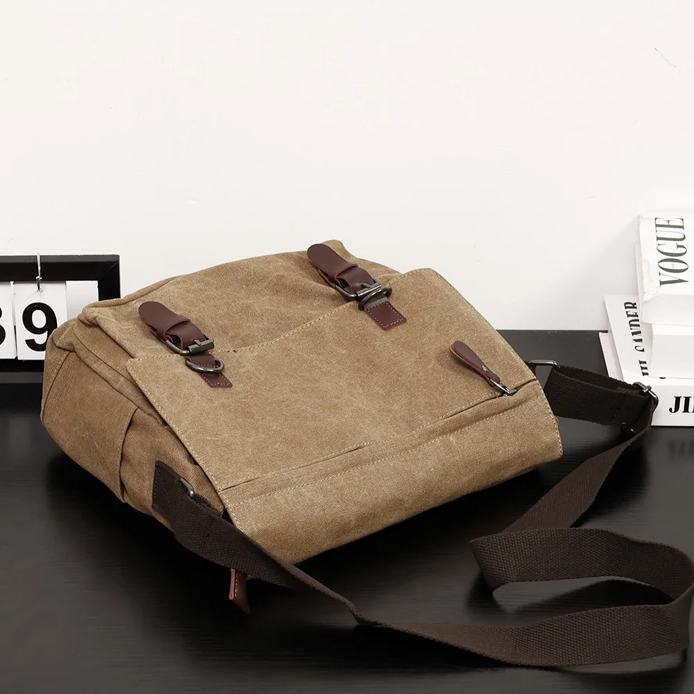 

Korean style trendy men's crossbody bag, single shoulder student computer bag, neutral canvas mailman bag