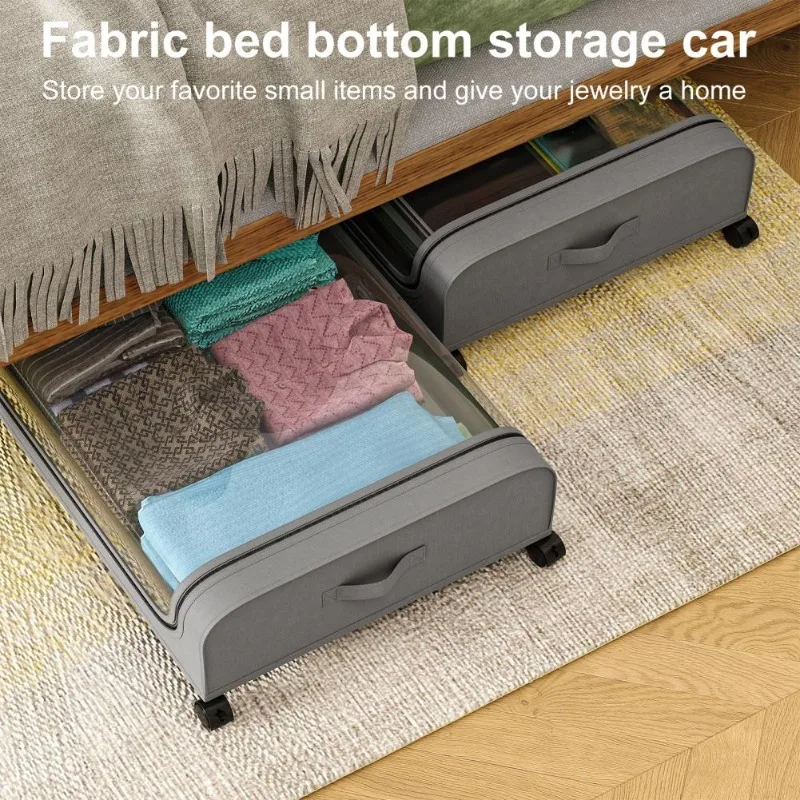 Practical Dirt-proof 1 Set under Bed Storage Organizer with Wheel Reusable Quilt Storage Box Convenient Household Supplies