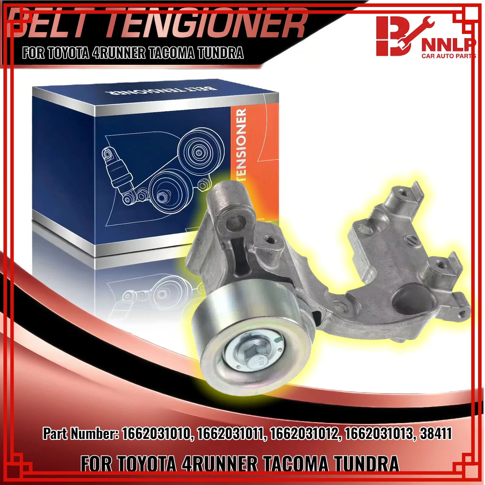

Belt Tensioner Assembly for Toyota 4Runner FJ Cruiser Tacoma Tundra 4.0L V6 2003-2010, Fits 16620-31010/011/012/013
