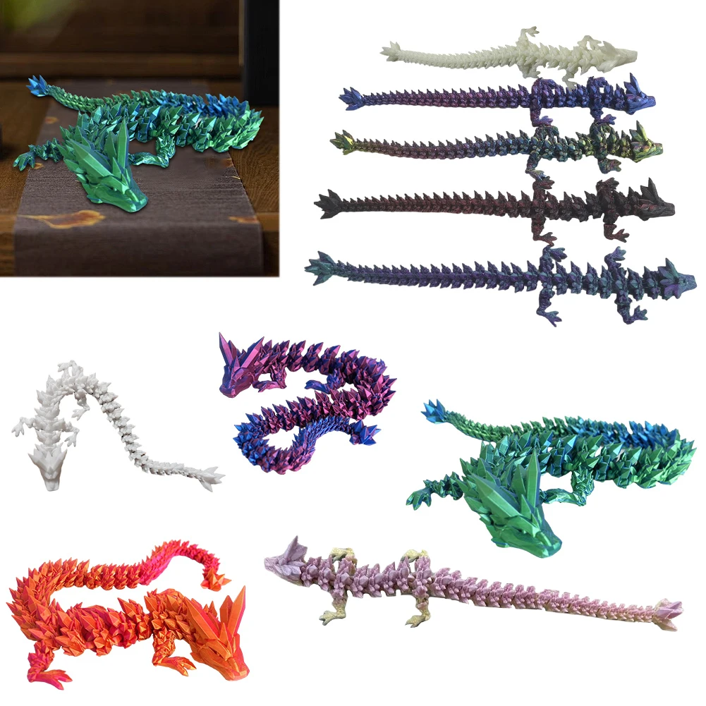 5 قطع ثلاثية الأبعاد مطبوعة كريستال التنين مفصلية التنين تململ لعبة المفاصل المرنة التنين تمثال هدية عيد ميلاد للبنين #1