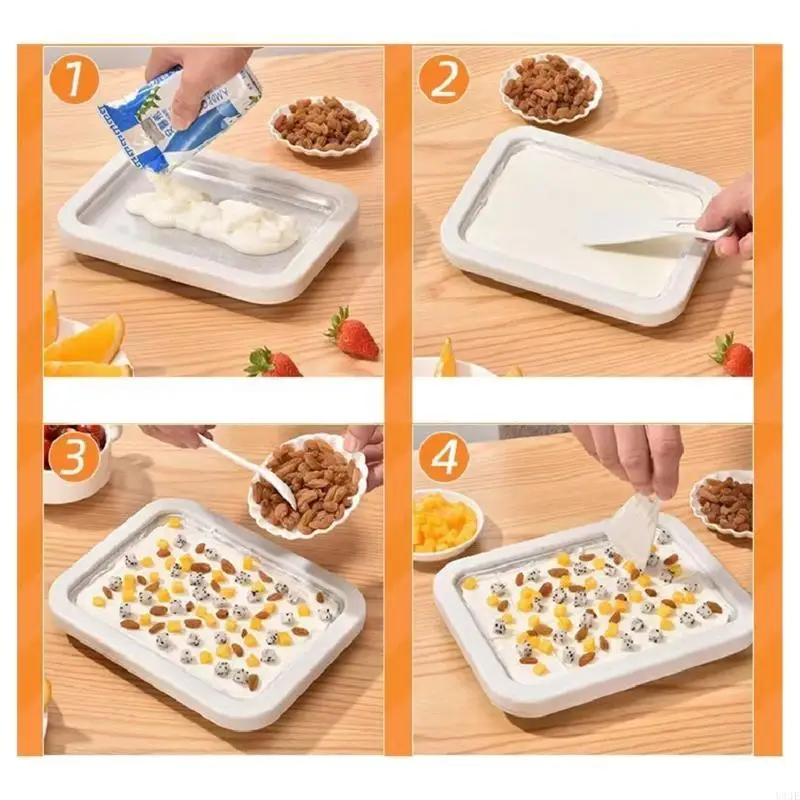 U1je мороженое мороженое кастрюля с 2 скребками Жареные йогуртовые машины Многофункциональная пищевая тарелка для изготовления с