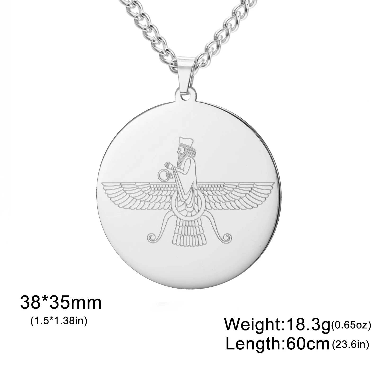 LIKGREAT Faravahar قلادة قلادة Zoroastrian رمز الفارسي أفيستا أهورا مازدا الفولاذ المقاوم للصدأ سلسلة مجوهرات هدية للرجال والنساء