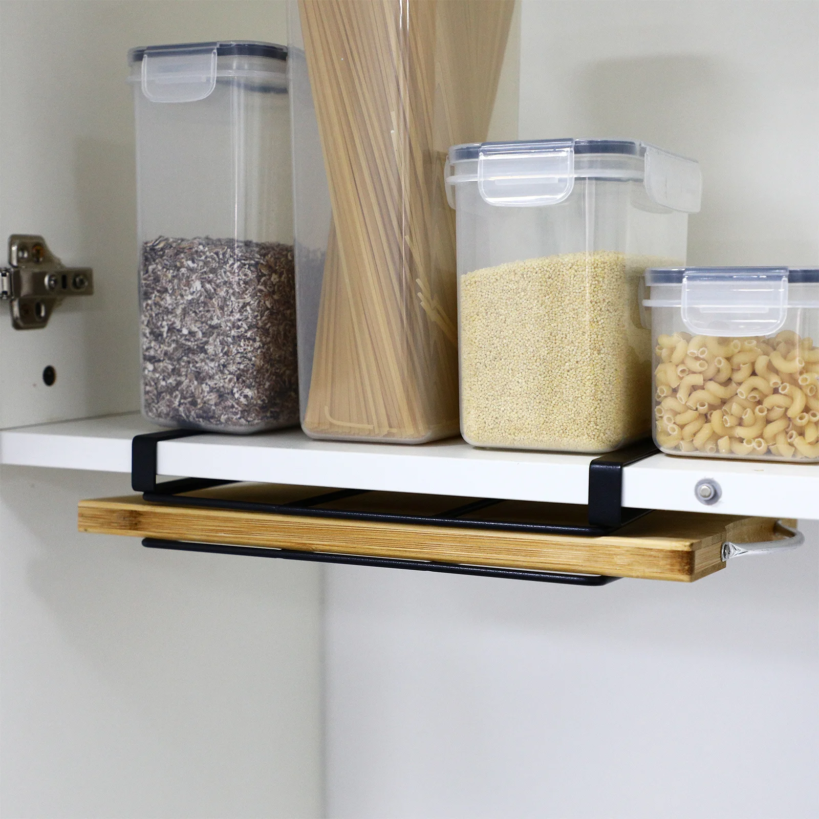 

Stainless Steel Under Shelf Storage Rack Kitchen Tool Hanger Cutting Board Holder Mug Hanger Paper Towel Holder Kitchen Rack