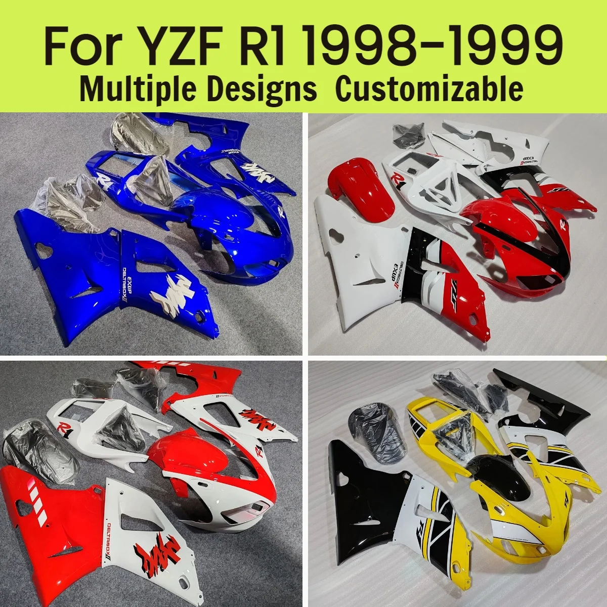 

Cool Fairing Set YZF R1 1998 1999 Aftermarket Fairings Kit Motorcycle Cowling for YAMAHA YZFR1 98 99