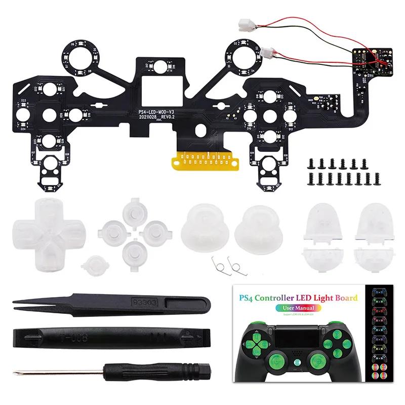 New design Wireless Game Controller Replacement Circuit Board Kit Controller Light Board LED Gamepad Luminous Panel Set for PS4