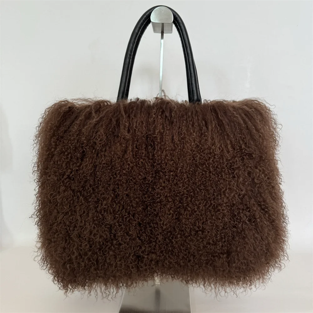 

Natural Fur-Ever Mongolian Furry Fur Tote Bags for Women Handbags With Shoulder Fur Straps