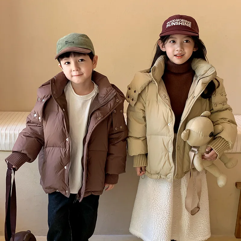 Boys Down and cotton Jacket Windbreak Outerwear 2024 Solid Winter Autumn Warm Cotton Christmas Gift Children's Clothing