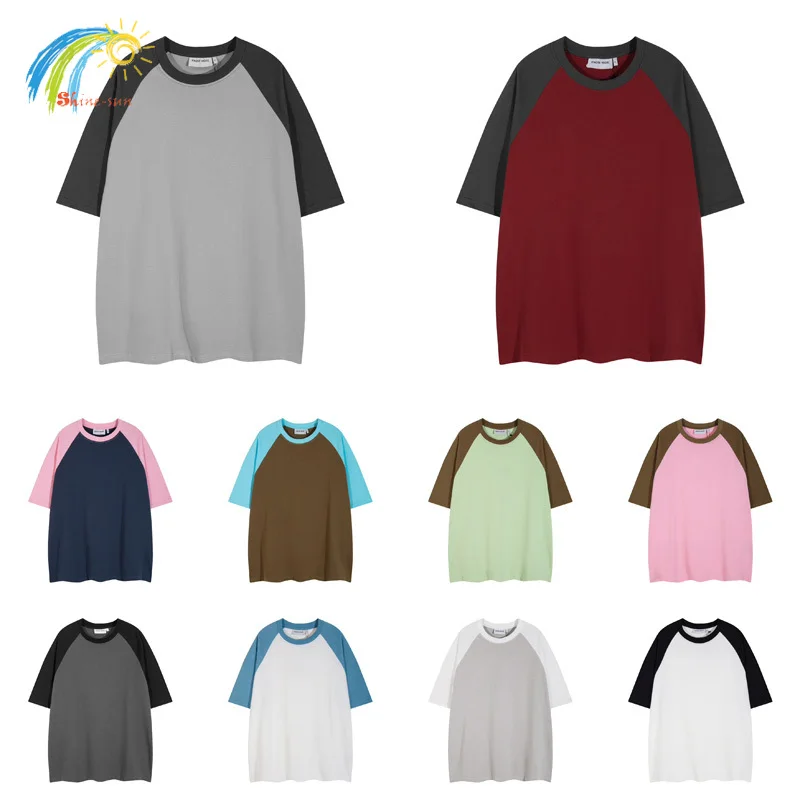 Simple Couple Casual O-Neck Raglan T-Shirt Men Women High Quality Oversized Tee Tops Multiple Colors 230GSM Cotton T Shirt