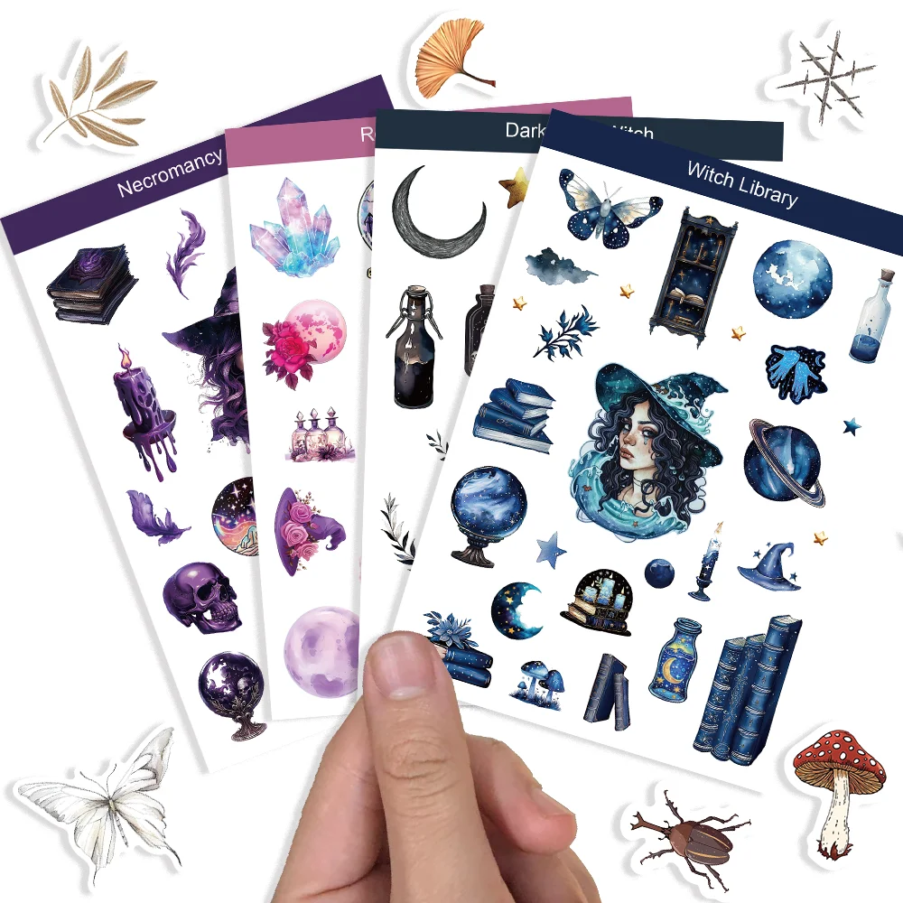 8pcs Hallows' Day Witch Sticker Collage Cartoon Decoration for Skateboard Laptop Scrapbook Waterproof DIY Sticker Kids Toy