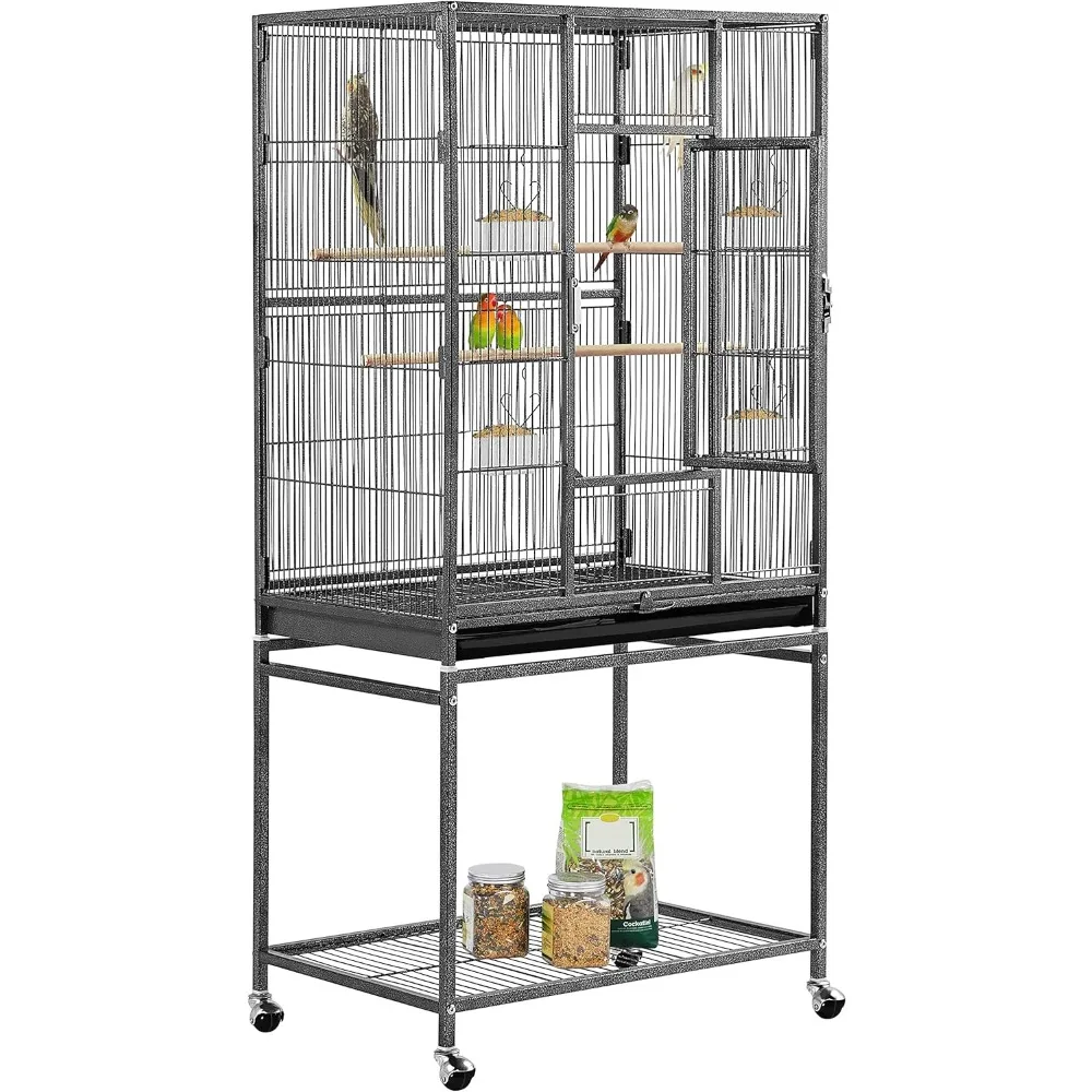 

54-inch Wrought Iron Standing Large Parrot Parakeet Flight Bird Cage for Small Parrot Sun Parakeet Green Cheek Conure Lovebird