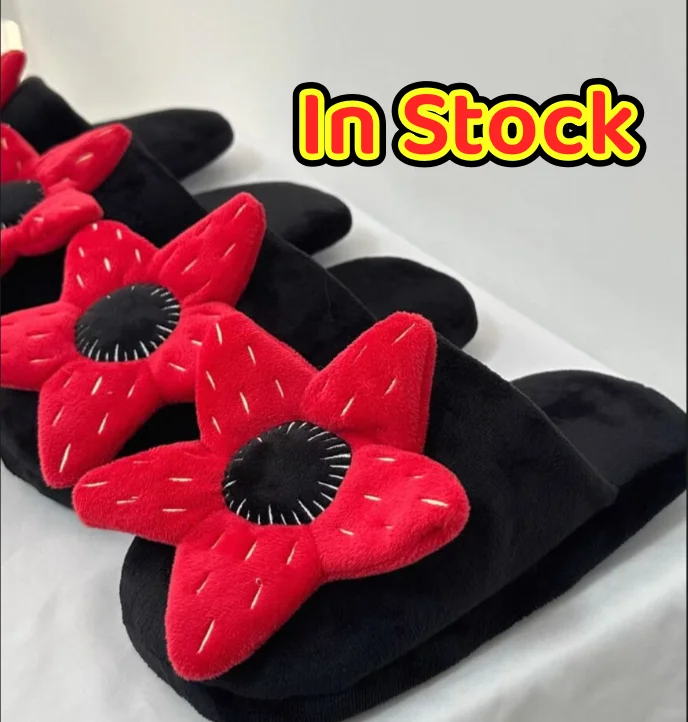 

New Demogorgon Plush Slippers Women Men Indoor Flower Fuzzy Shoes Simple Shoe Christmas Gifts
