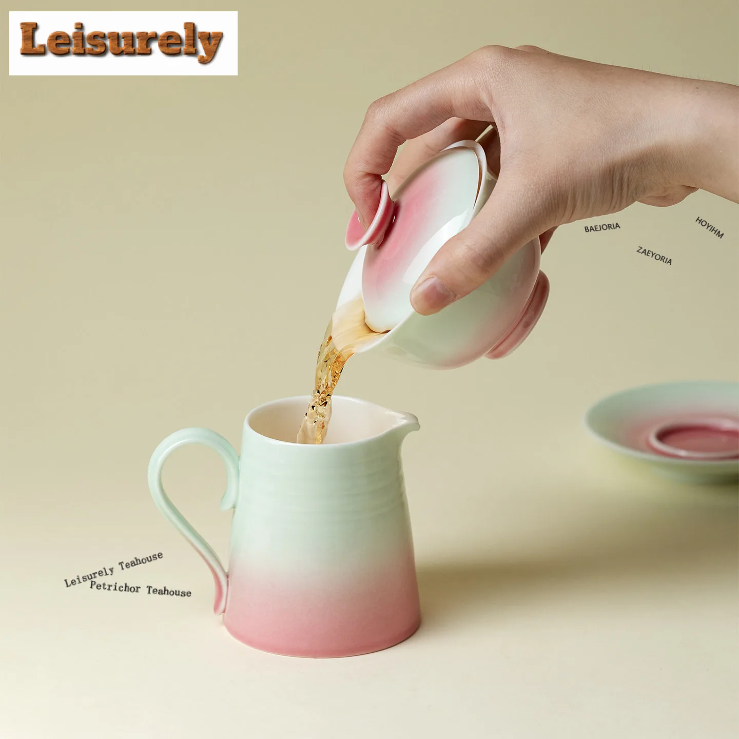 130ml Gradient Shadow Powder Gaiwan Retro Tea Tureen Tea Bowl With Lid Kit Tea Making Cover Bowl Tea Services Supplies Ornaments