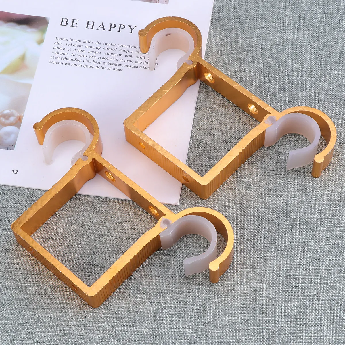 2Pcs Roman Rod Brackets Aluminum Alloy Thick Double Hook Curtain Mounting Brackets Heavy Duty Stable Curtain Holder for Home