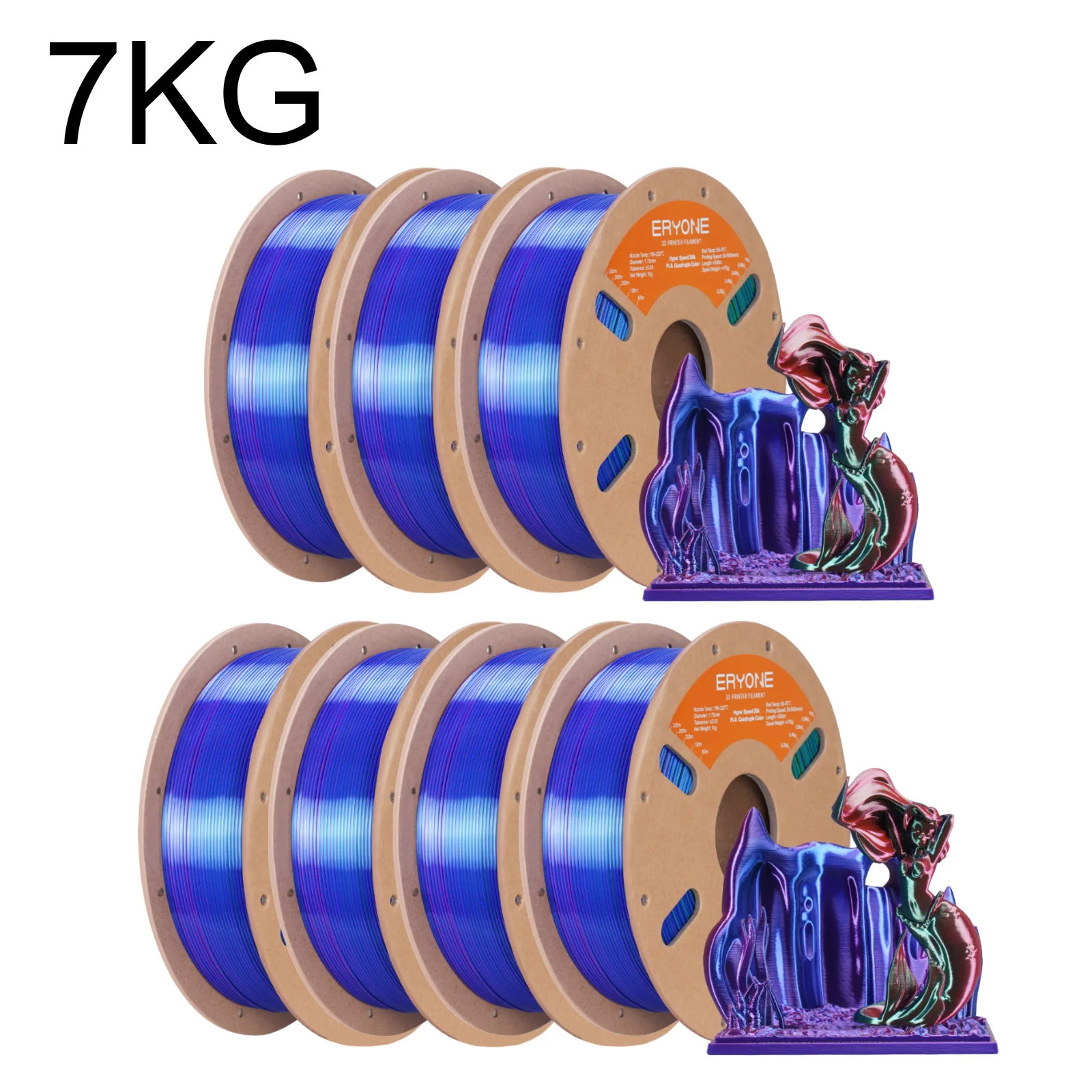 Филамент ERYONE Hyper Speed Quadruple Color Silk PLA для 3D-принтера, высокоскоростная коэкструзионная нить PLA с блеском