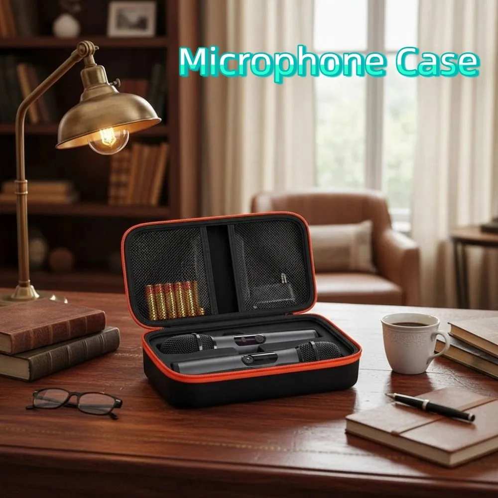 

Ударопрочный чехол для беспроводного микрофона, регулируемая сумка для хранения ручного микрофона, защита от падений, коробка для Bluetooth-микрофона для двух микрофонов