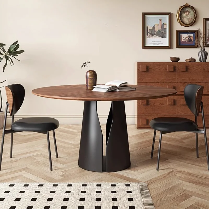 Medieval round dining table French retro style high-end dining table designer aesthetic mesa comedor redonda kitchen furniture