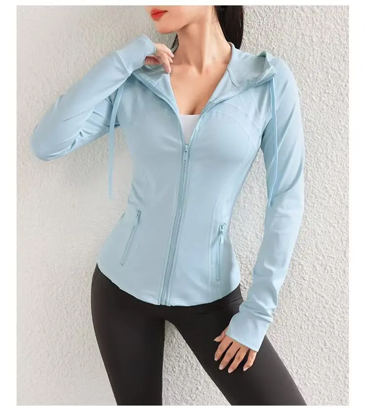 Women's Long-Sleeved Yoga Jacket Slimming Fitness Hoodie Gym Running Training Sports Pilates T-Shirt Clothing