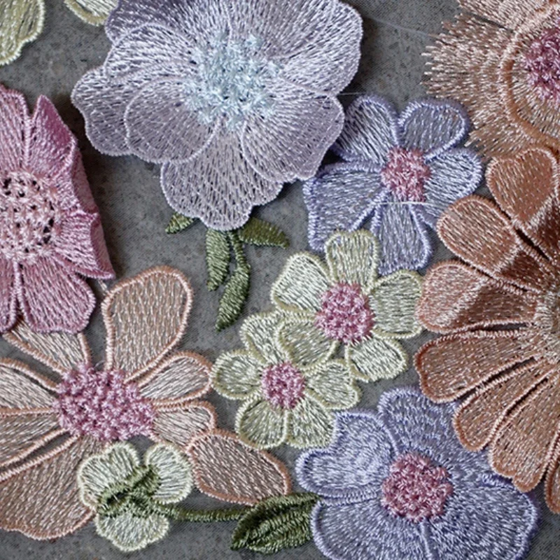 Suspended Flower Hollow Embroidery Mesh Fabric Three Dimensional Color Dress Wedding Gift Clothing Home Decoration Design Fabric