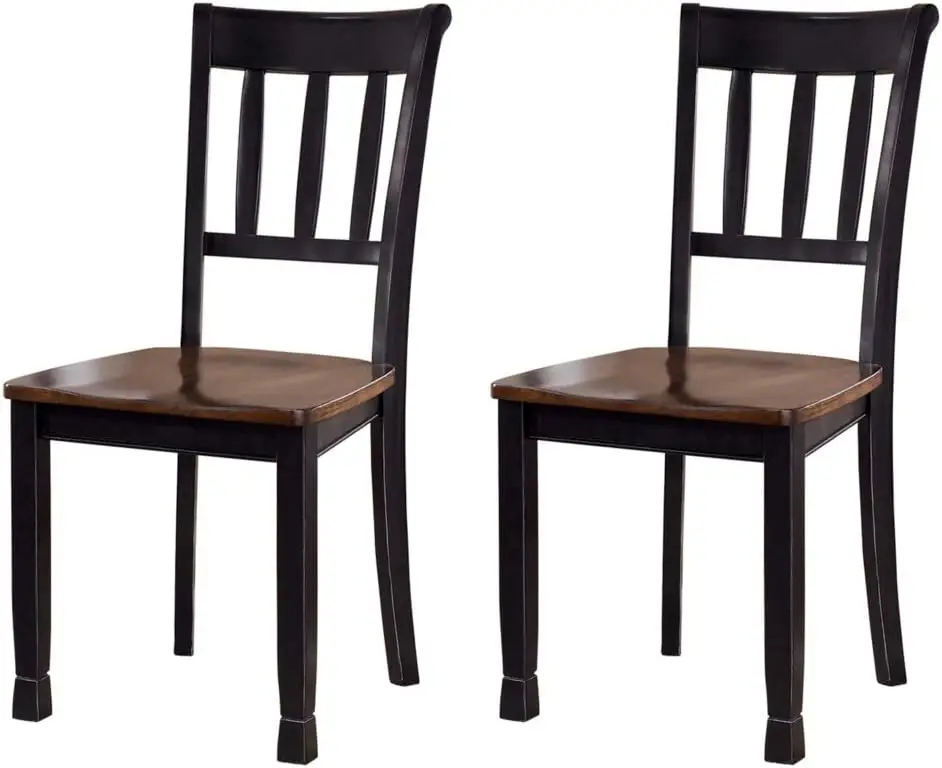 Owingsville Modern Farmhouse Dining Room Side Chair, Set of 2, Black and Brown