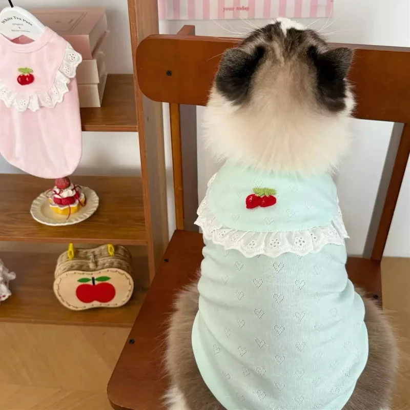 Chaleco perro cereza algodón verano – ropa suave y dulce para mascota - imagen 4