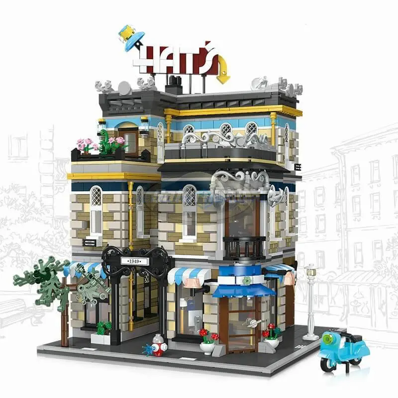 Hat Shop Modular Building Blocks MOC 89121 Store Street View Architecture Bricks Creative Cities Set Toy Gift for Boys Girls