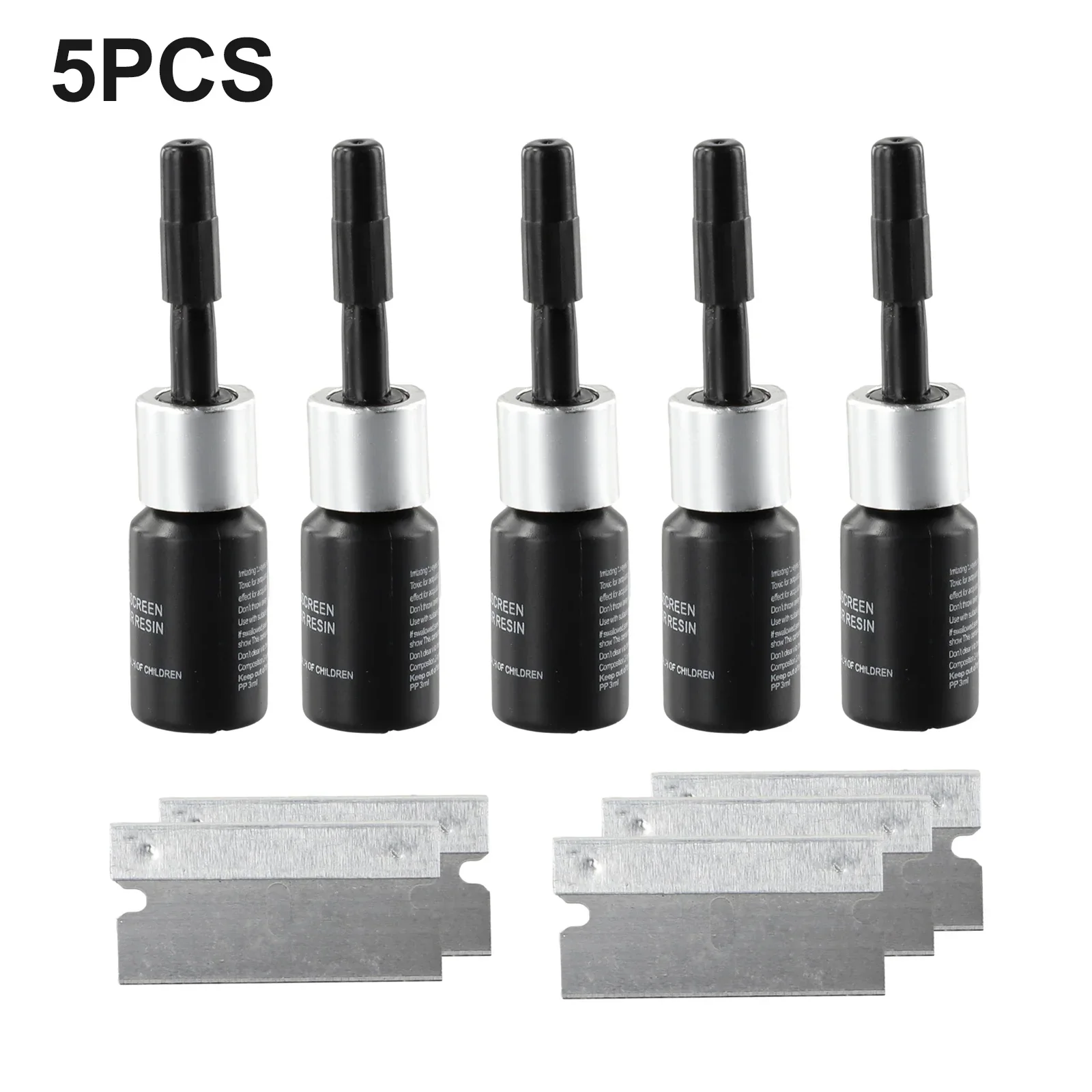 5Pcs Glass Repair Liquid Kit Car Windshield Resin Crack Removal Tool Auto Glass Repair Liquid Set 3mL