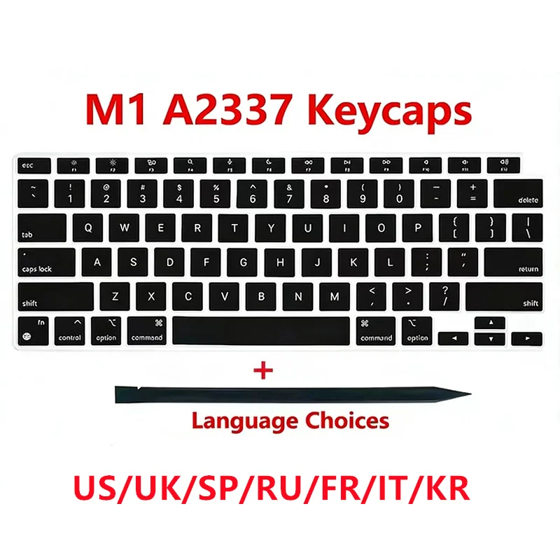 Novas teclas de substituição A2337 para Macbook Air 13" M1 A2337, compatíveis com layout US, UK, Espanha, Francês, Russo, EMC 3598, ano 2020.