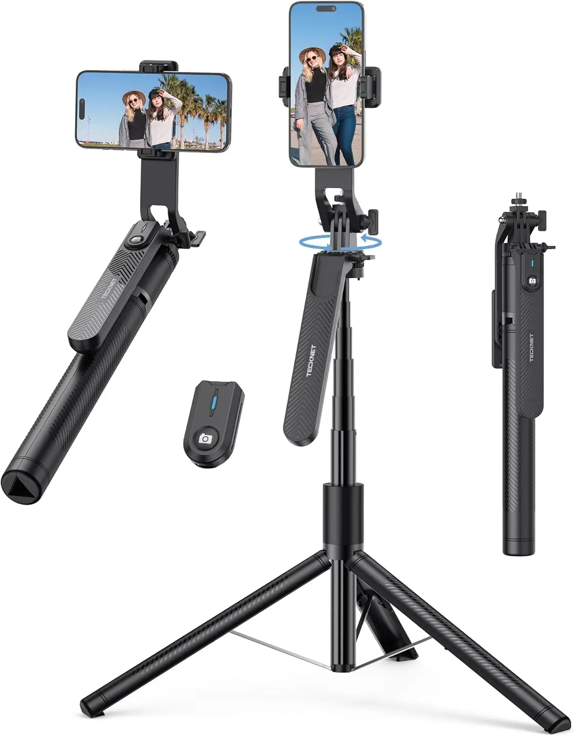 

71" Extendable Phone Tripod with Wireless Remote, Compatible iPhone Samsung Android Camera, Portable Selfie Stick Stand