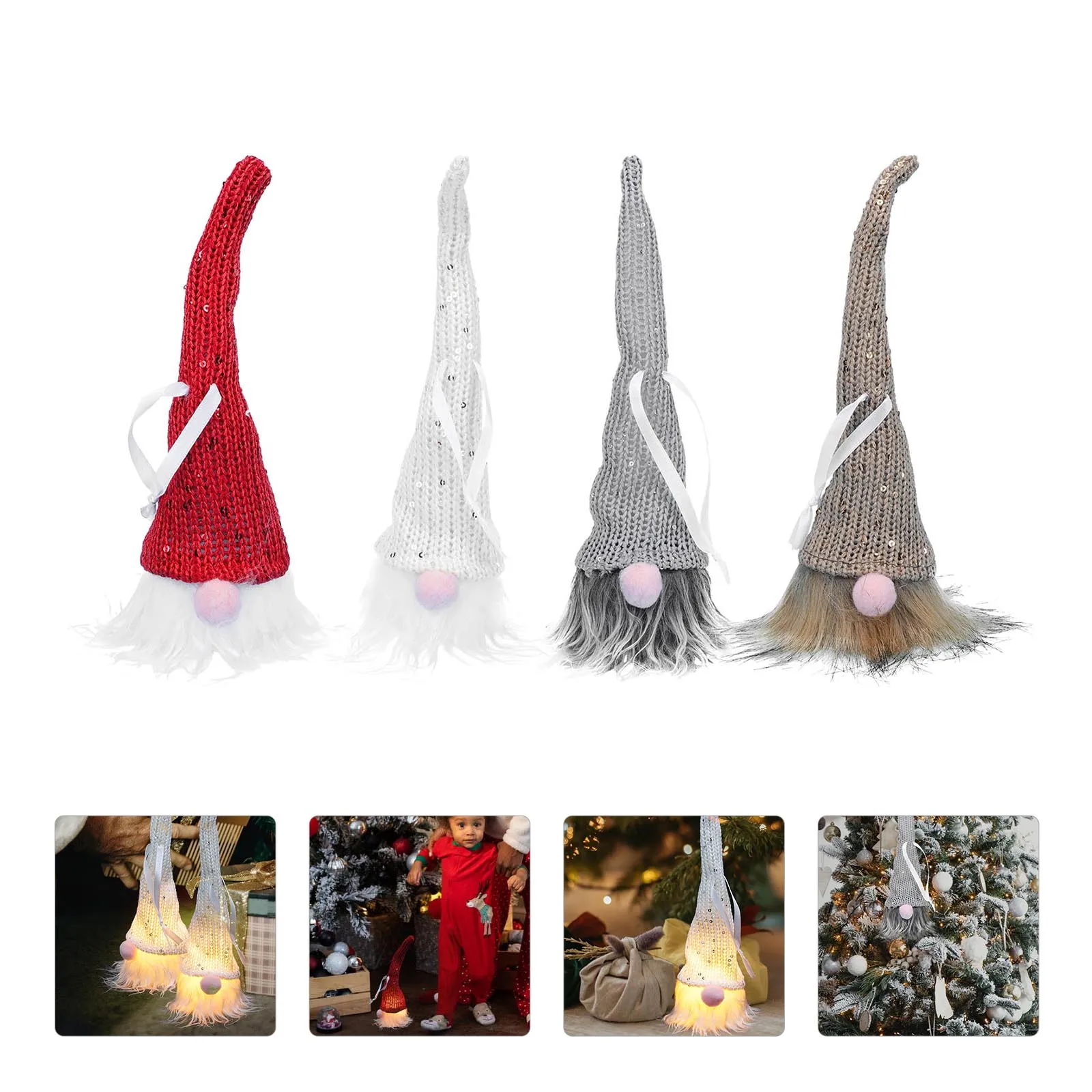 

4 Pcs LED Faceless Pendant Xmas Tree nament Decor Glow Elf Hanging Christmas Gifts Home Accessories